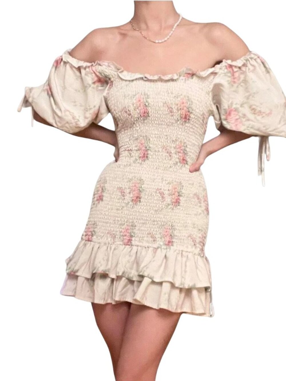 For Love Bell Smocked Floral Ruffle Mini Dress